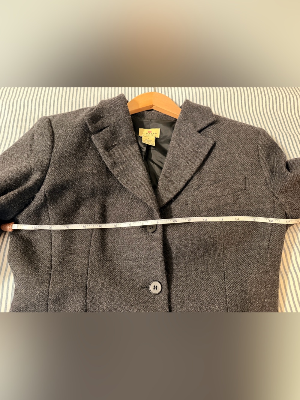 Limited America Charcoal Gray Women's Tailored Wool-Blend Blazer 2 - Picture 11 of 14